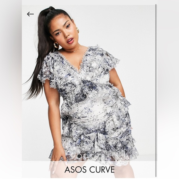 Grey blue mini wedding guest dress - Picture 2 of 4